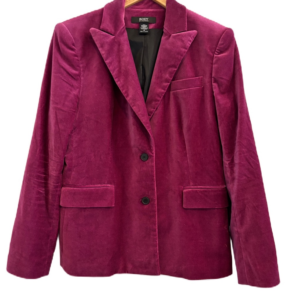 Body By Victoria Purple Cotton Velvet Blazer Size 14